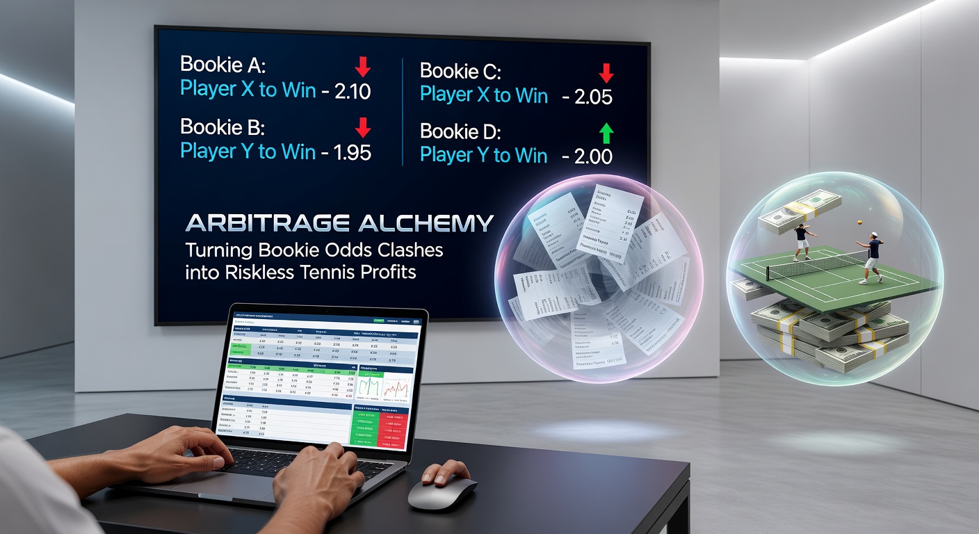 Screenshot of arbitrage calculator displaying tennis match stakes and projected profit