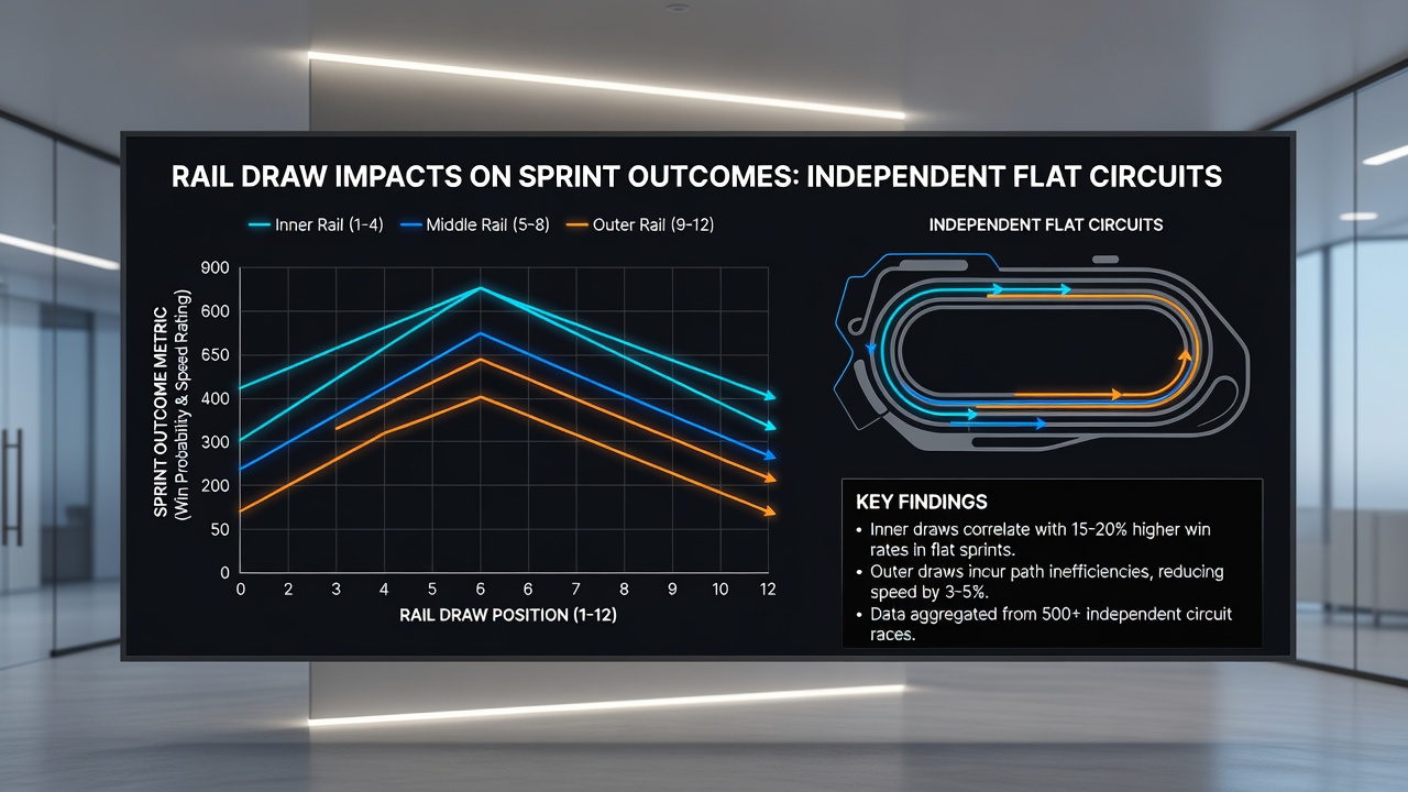 Statistical chart displaying win percentages by draw position in sprint races on independent flat circuits