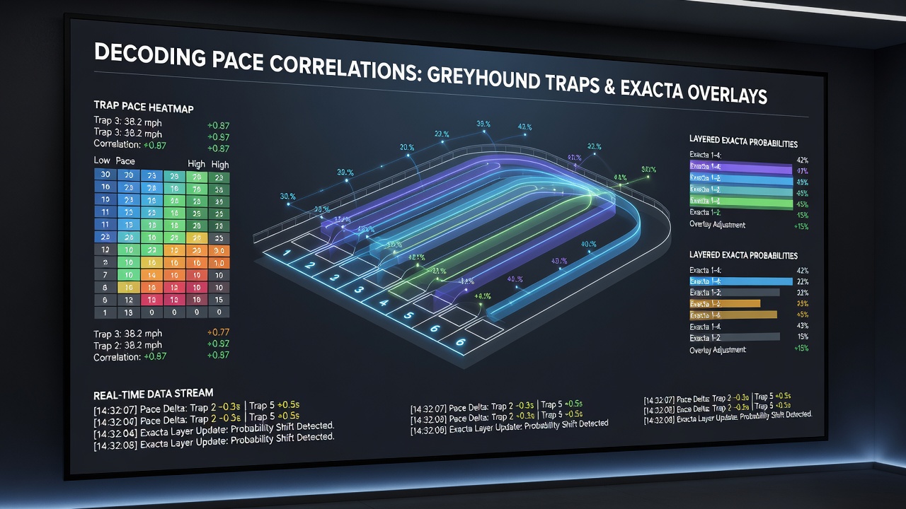 Detailed view of greyhound trap exit patterns and sectional timing data used for pace correlation studies