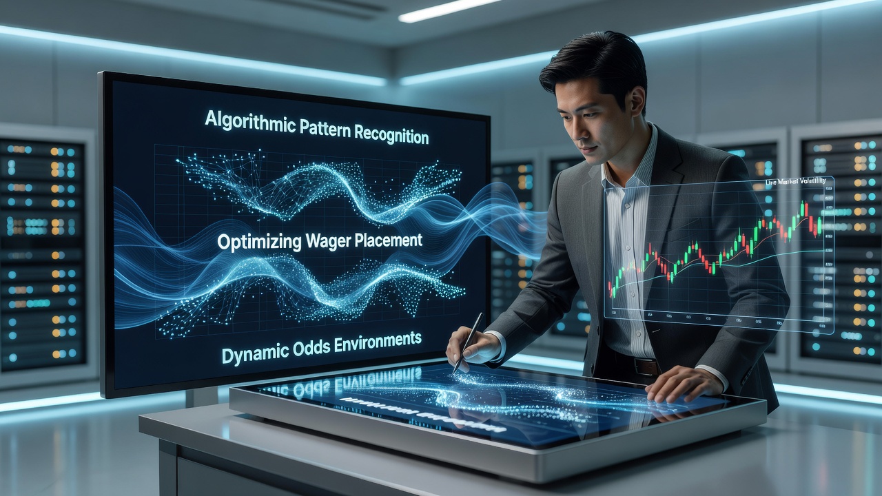 Visualization of algorithmic pattern recognition analyzing fluctuating betting odds in real time
