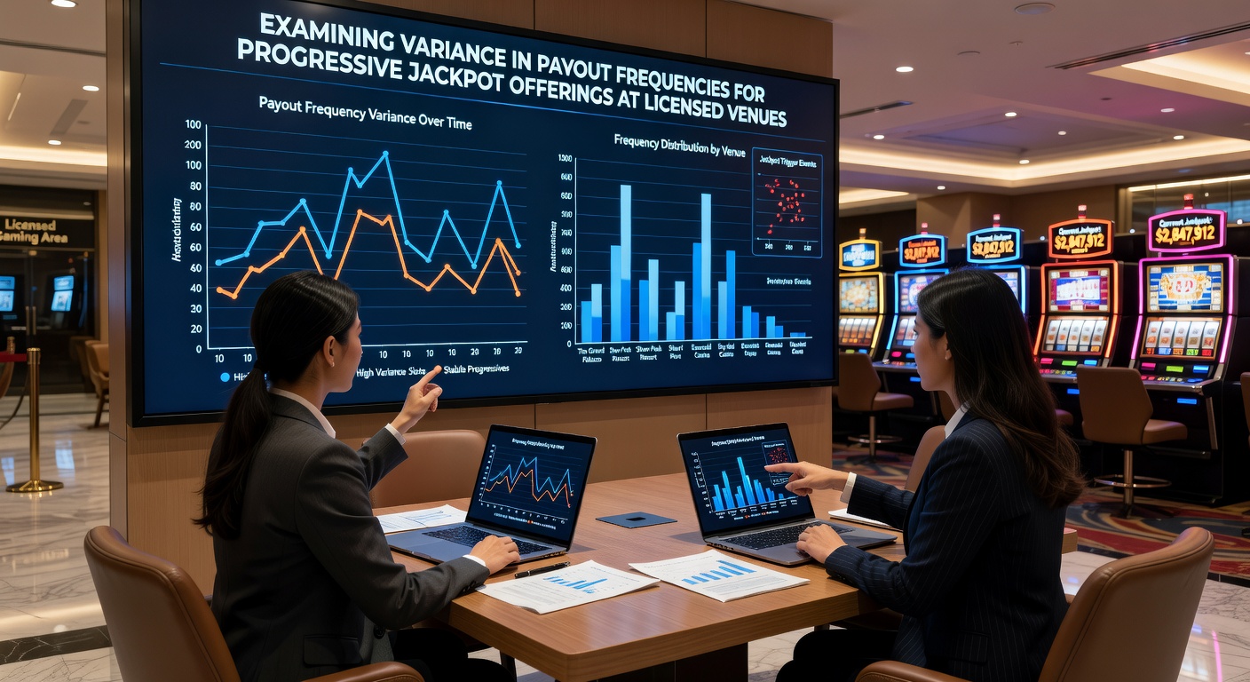 Infographic illustrating statistical variance in jackpot payout intervals at regulated gaming facilities
