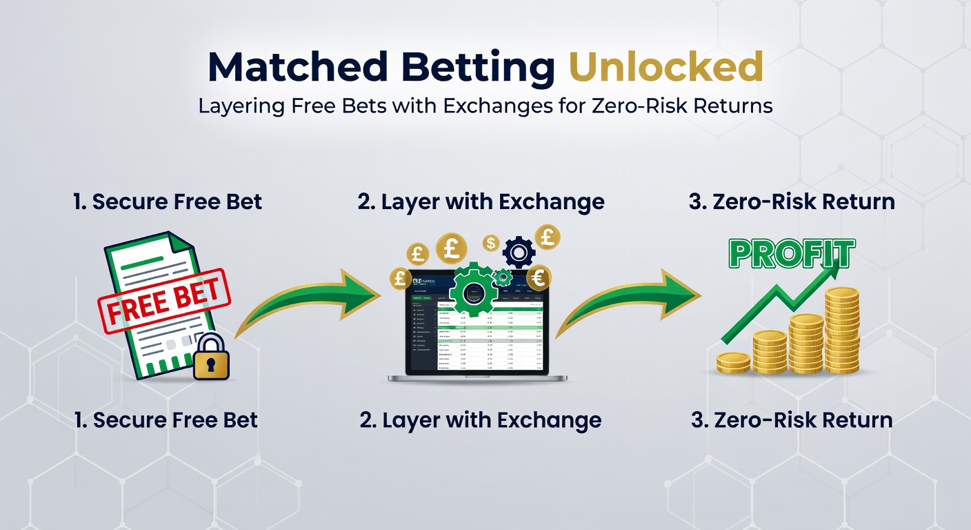 Screenshot of matched betting calculator displaying back and lay stakes for a free bet offer, highlighting net profit