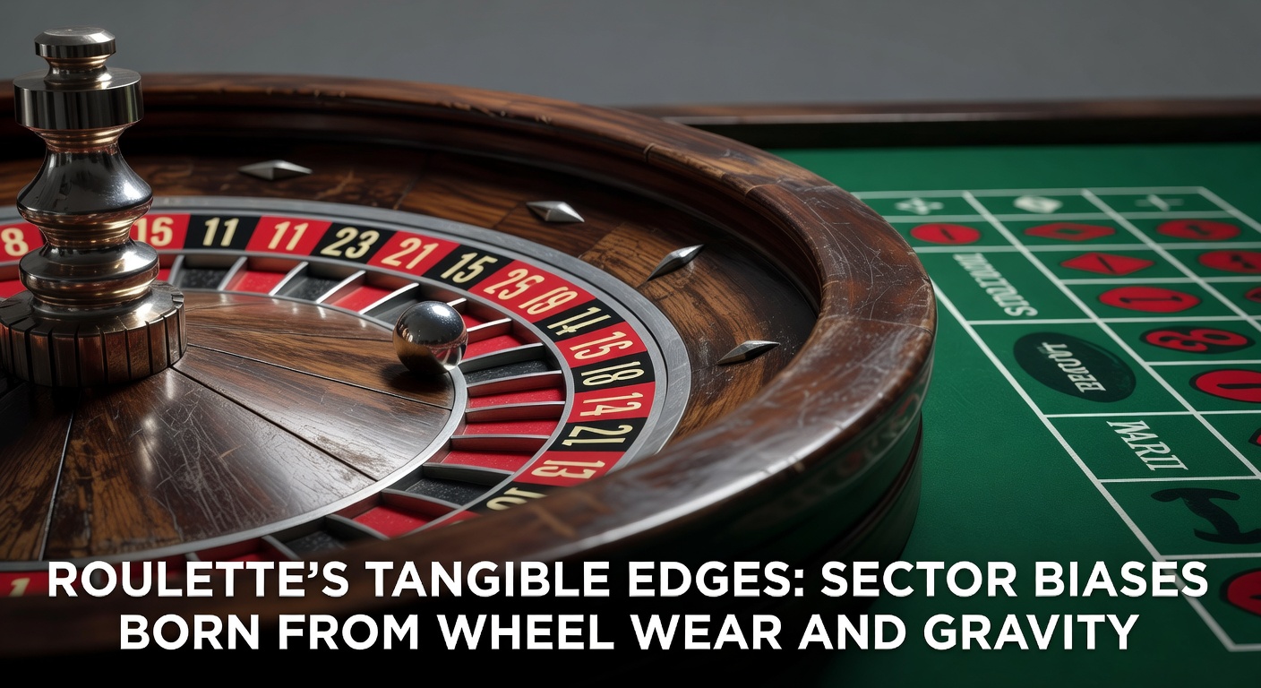 Close-up of a roulette wheel showing numbered pockets and ball track, highlighting physical imperfections from wear